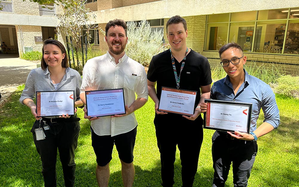 Award winners Dr Brianna Rudge, Dr Harry Hambleton, Dr Aaron Frederiks and Dr Danny Tu